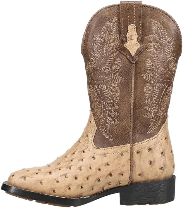 ROPER Kids Boys Jed Embroidered Square Toe Casual Boots Mid Calf - Brown