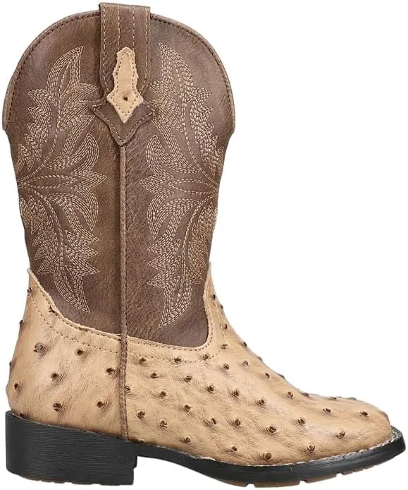 ROPER Kids Boys Jed Embroidered Square Toe Casual Boots Mid Calf - Brown