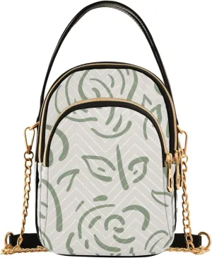 Sage Art Outline Small Women's Crossbody Purse, Shoulder Bag for Women Handbags Cell Phone Purse