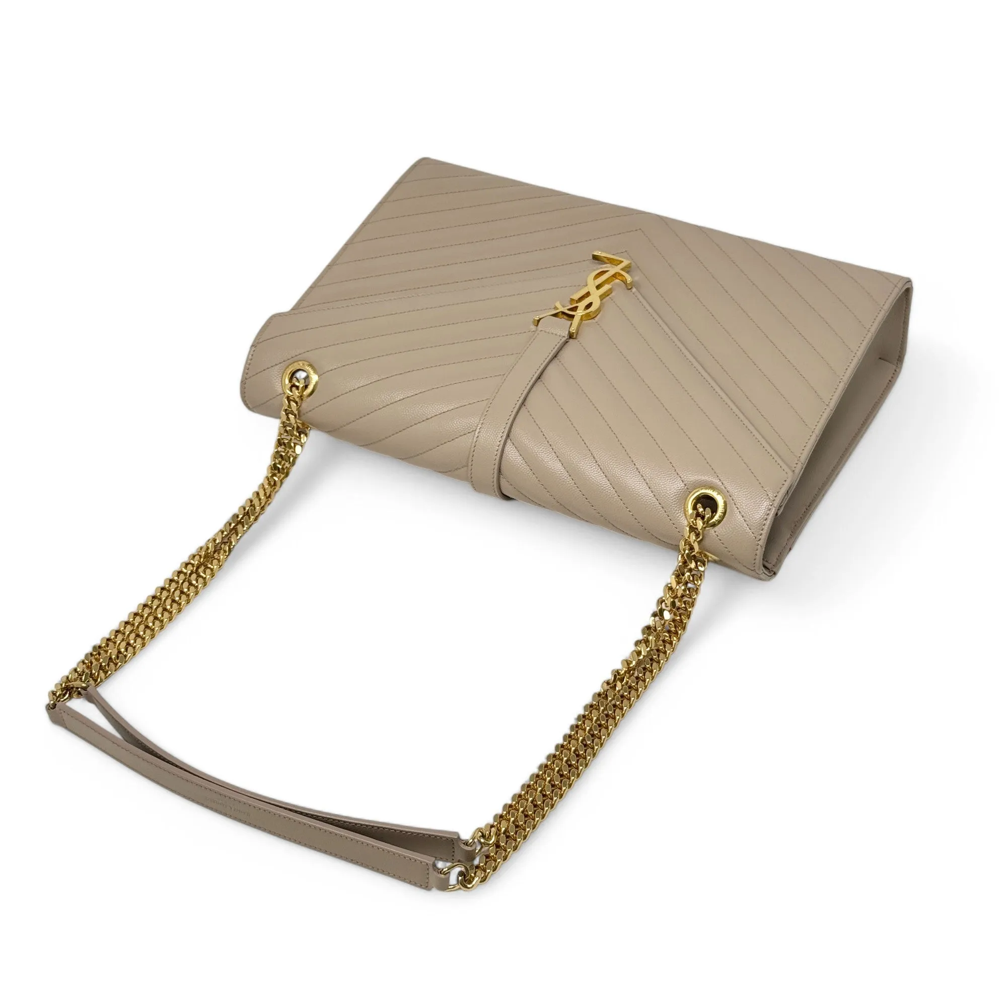 Saint Laurent Beige Large Envelope Bag