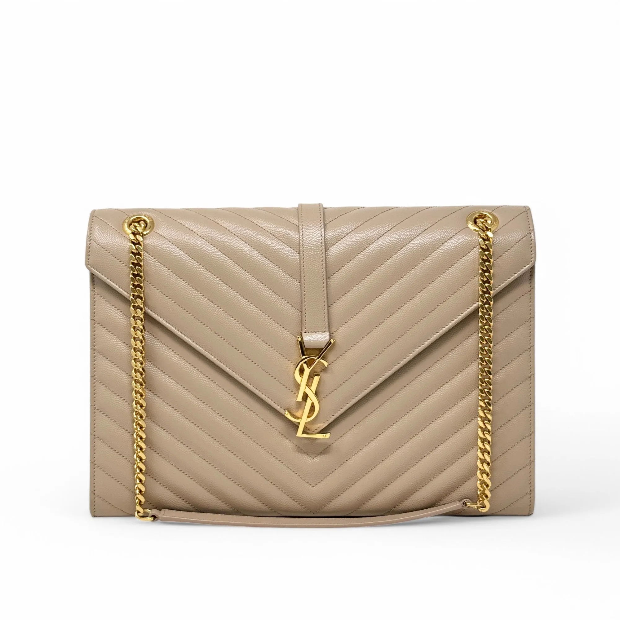 Saint Laurent Beige Large Envelope Bag