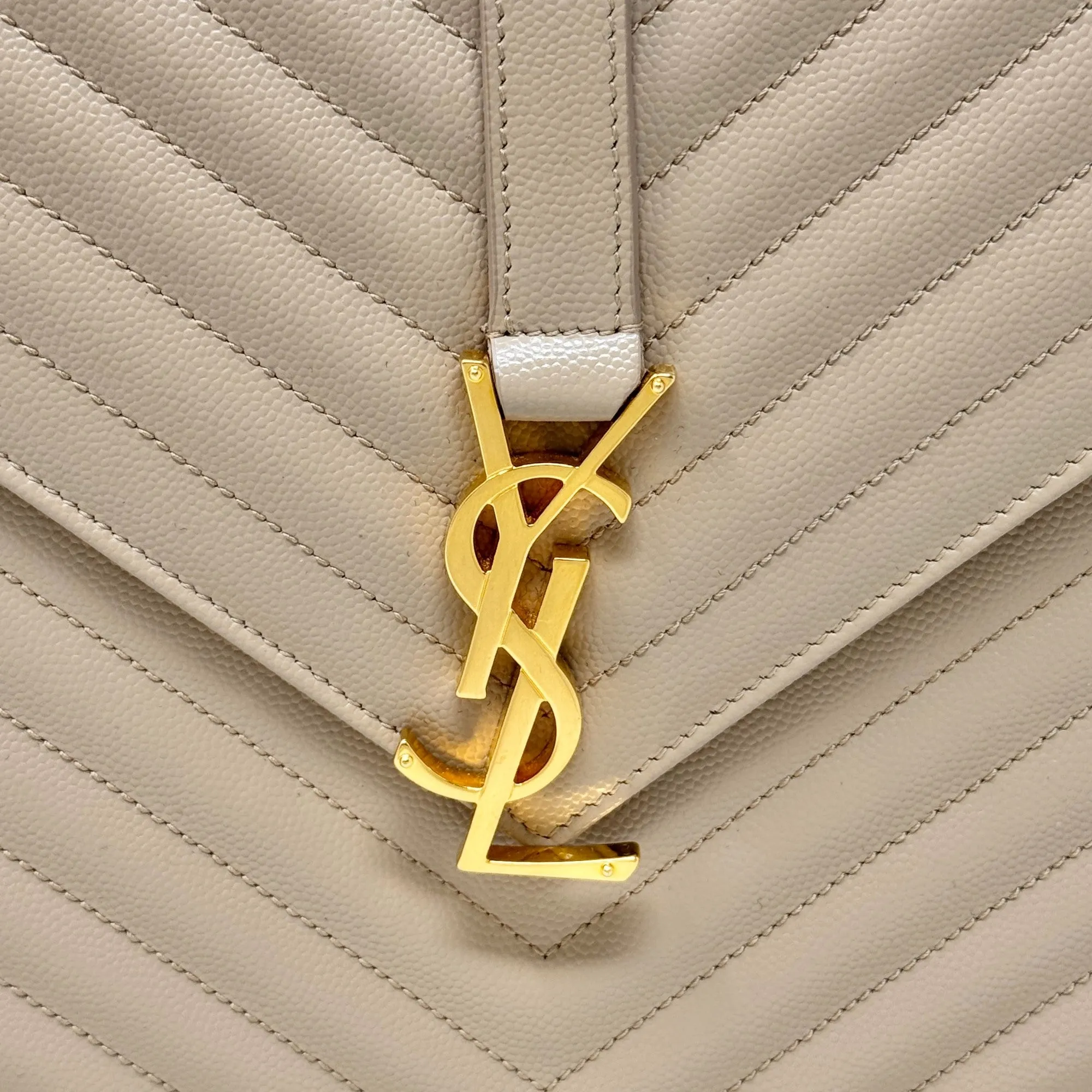 Saint Laurent Beige Large Envelope Bag