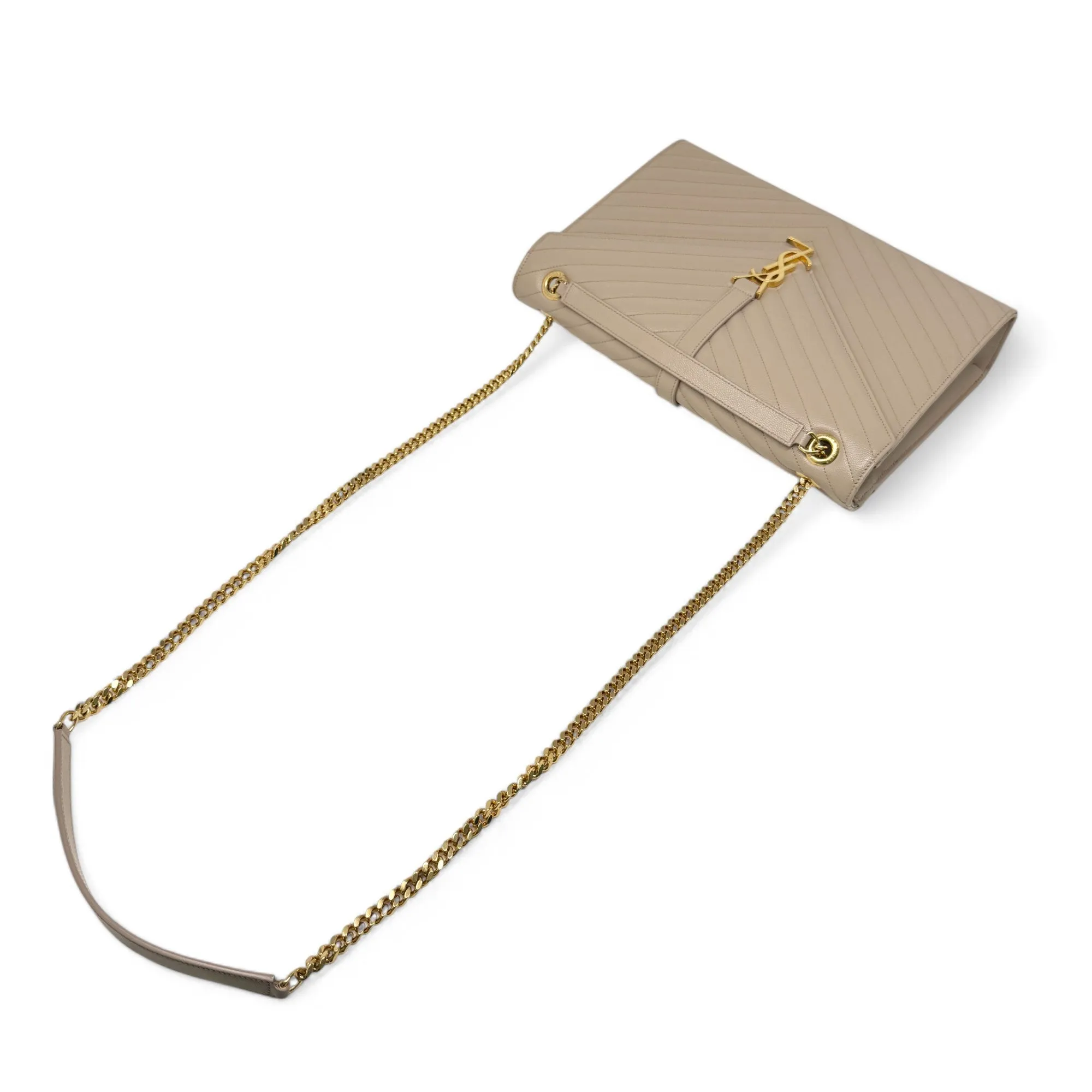 Saint Laurent Beige Large Envelope Bag