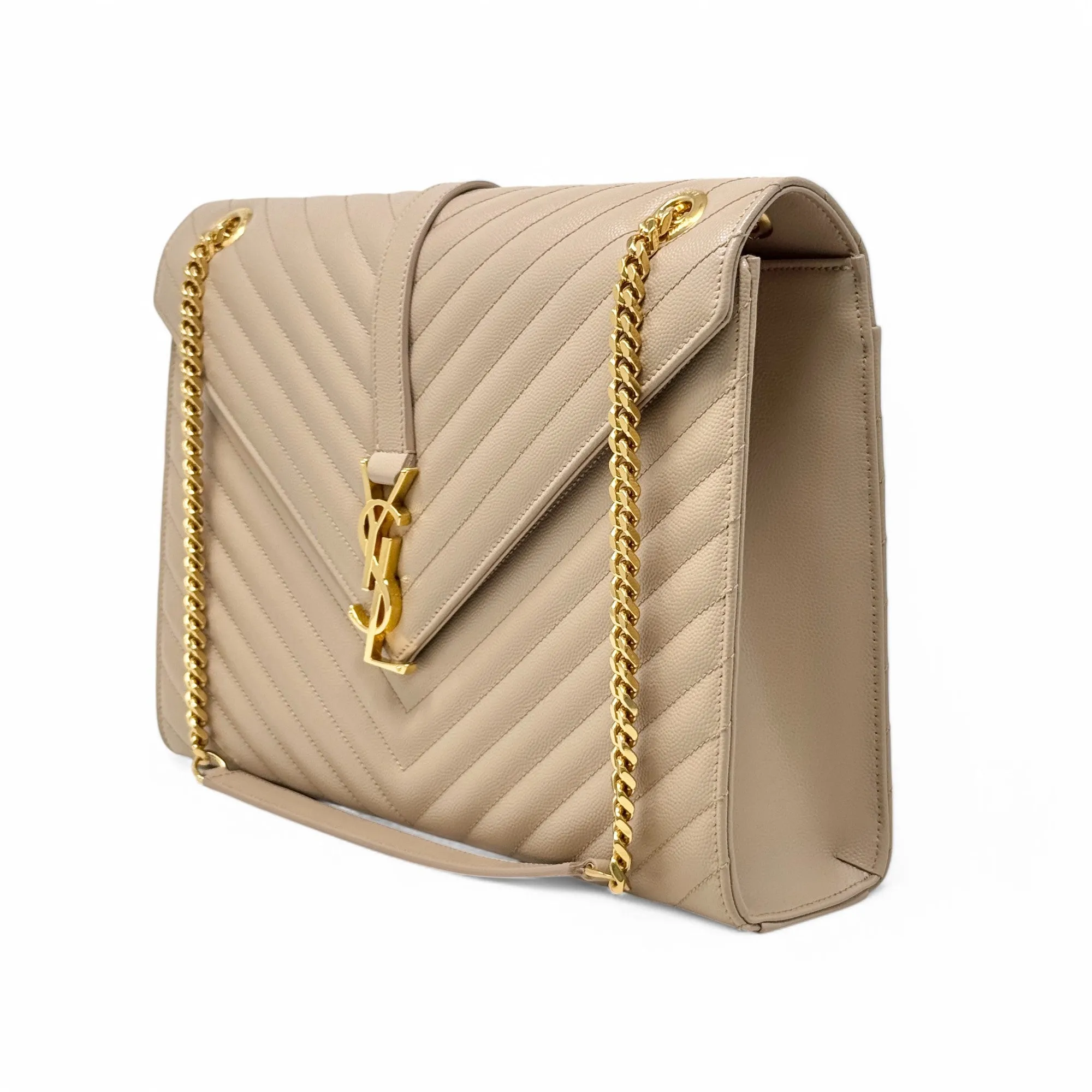 Saint Laurent Beige Large Envelope Bag