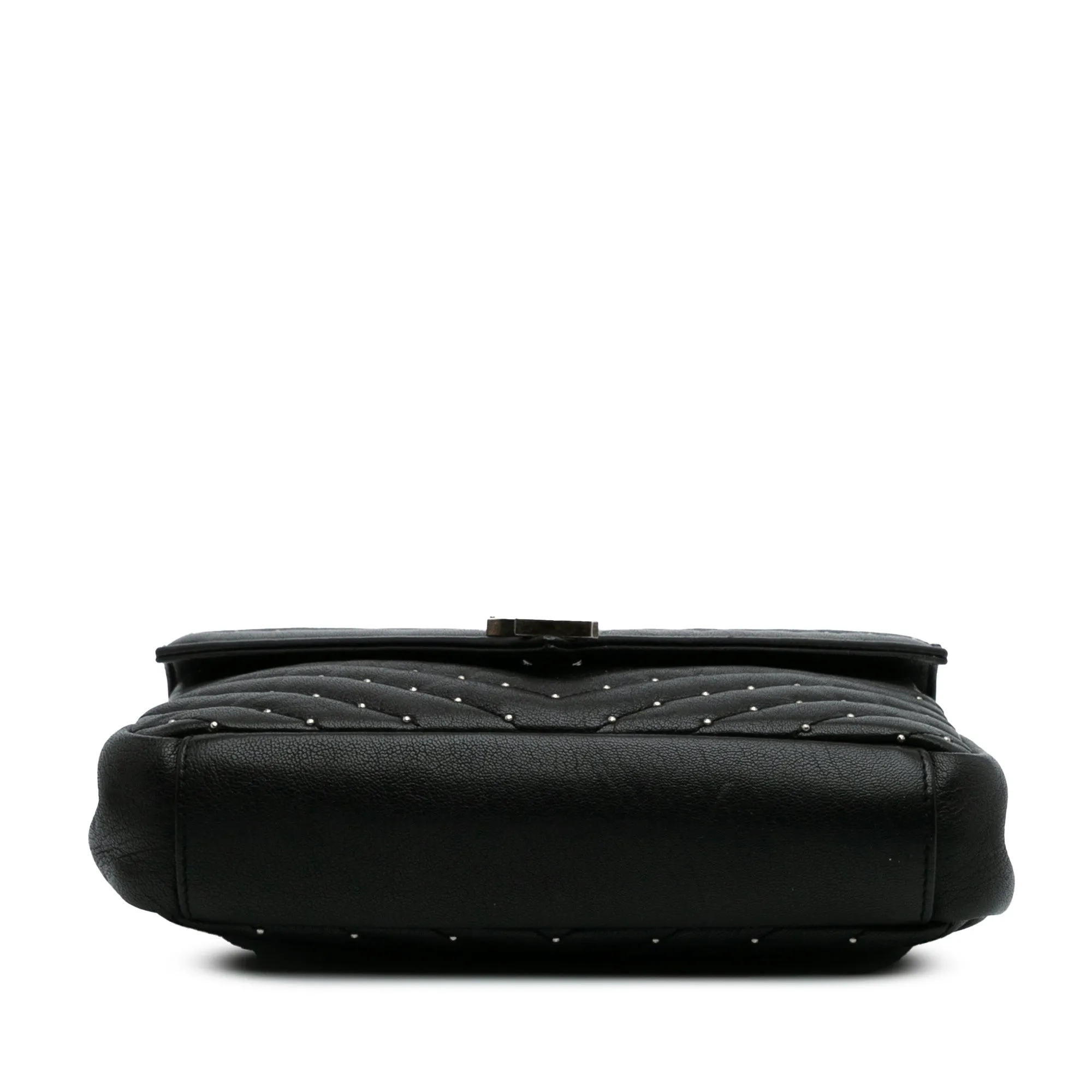 Saint Laurent Medium Chevron Studded Sheepskin Monogram College Satchel