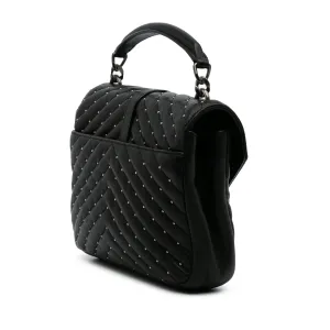 Saint Laurent Medium Chevron Studded Sheepskin Monogram College Satchel