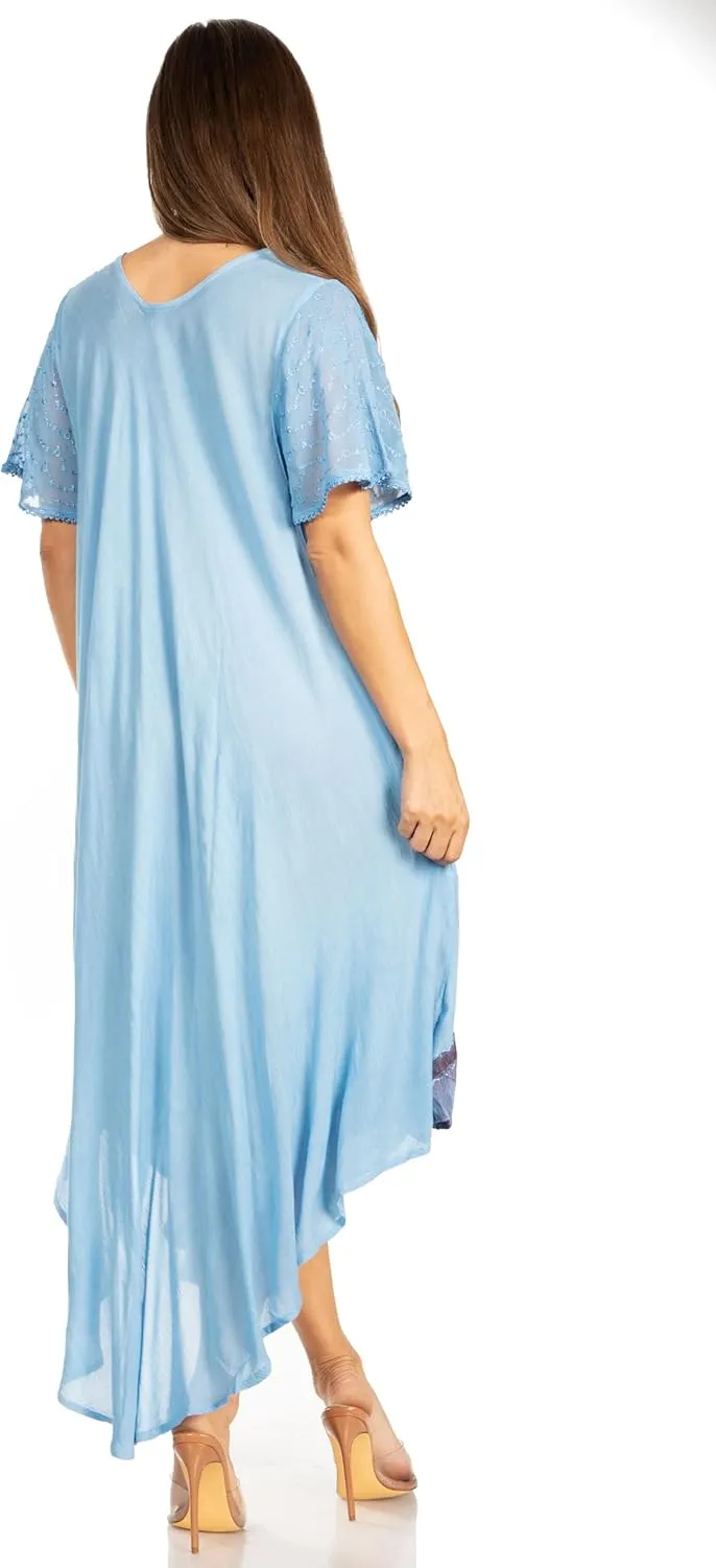 Sakkas Watercolor Palm Tree Tank Caftan Dress