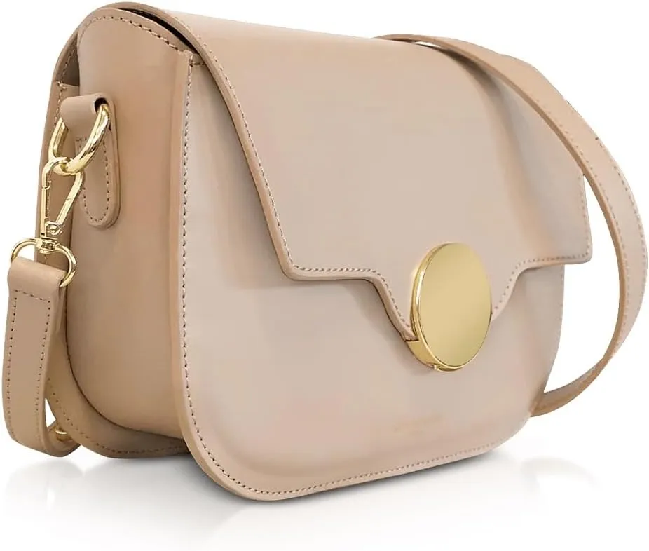 San Pedro Leather Shoulder Bag, 9.8 x 7.5 x 3.1 inches, Goldtone Hardware