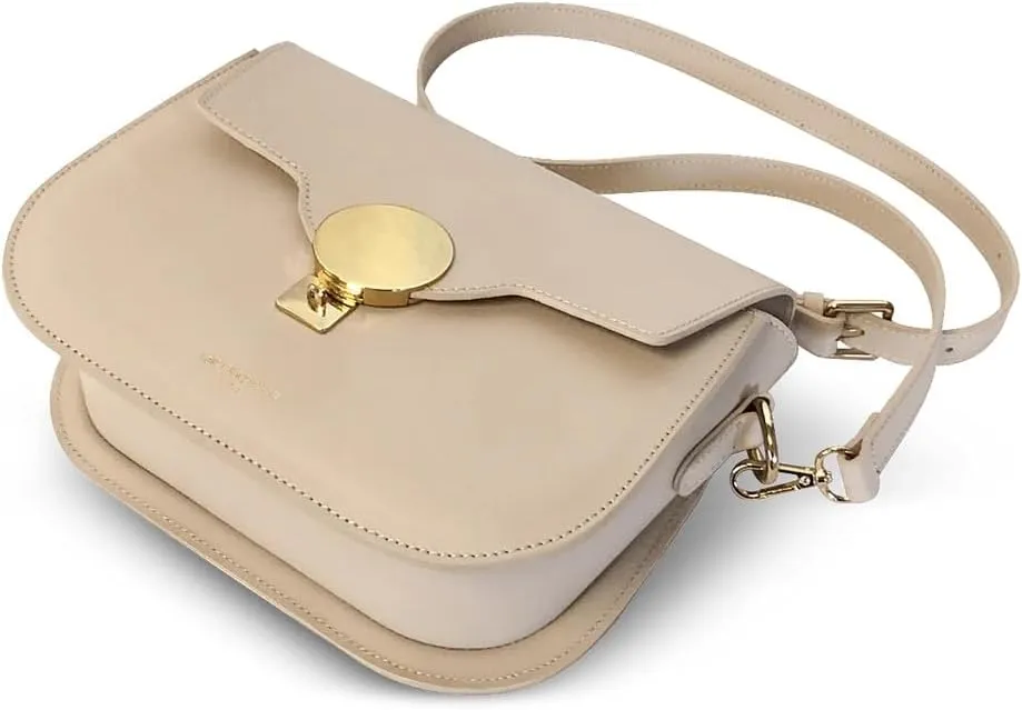 San Pedro Leather Shoulder Bag, 9.8 x 7.5 x 3.1 inches, Goldtone Hardware