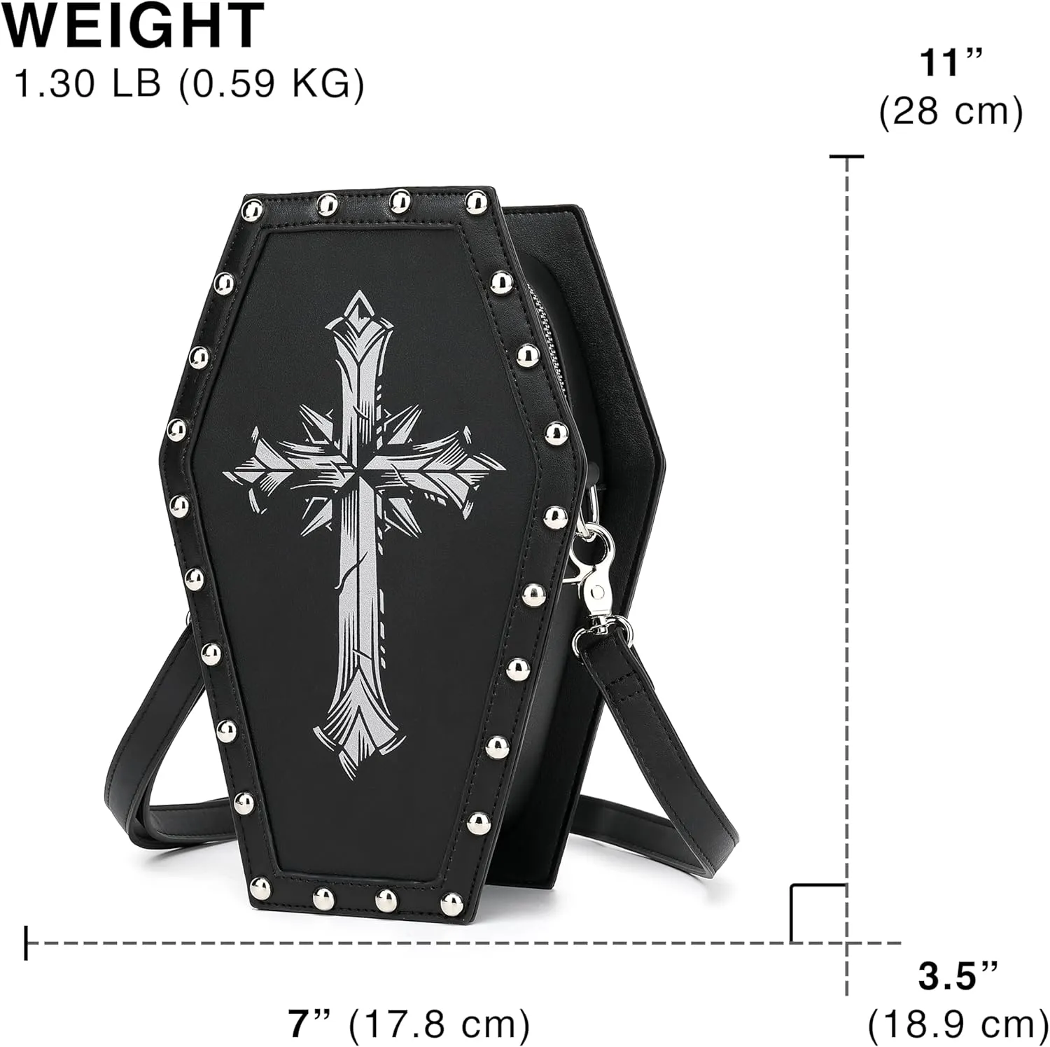 Scarleton Studded Skull Bag for Women, Vegan Leather Punk Rock Rivet Bag, Shoulder Bag H1417