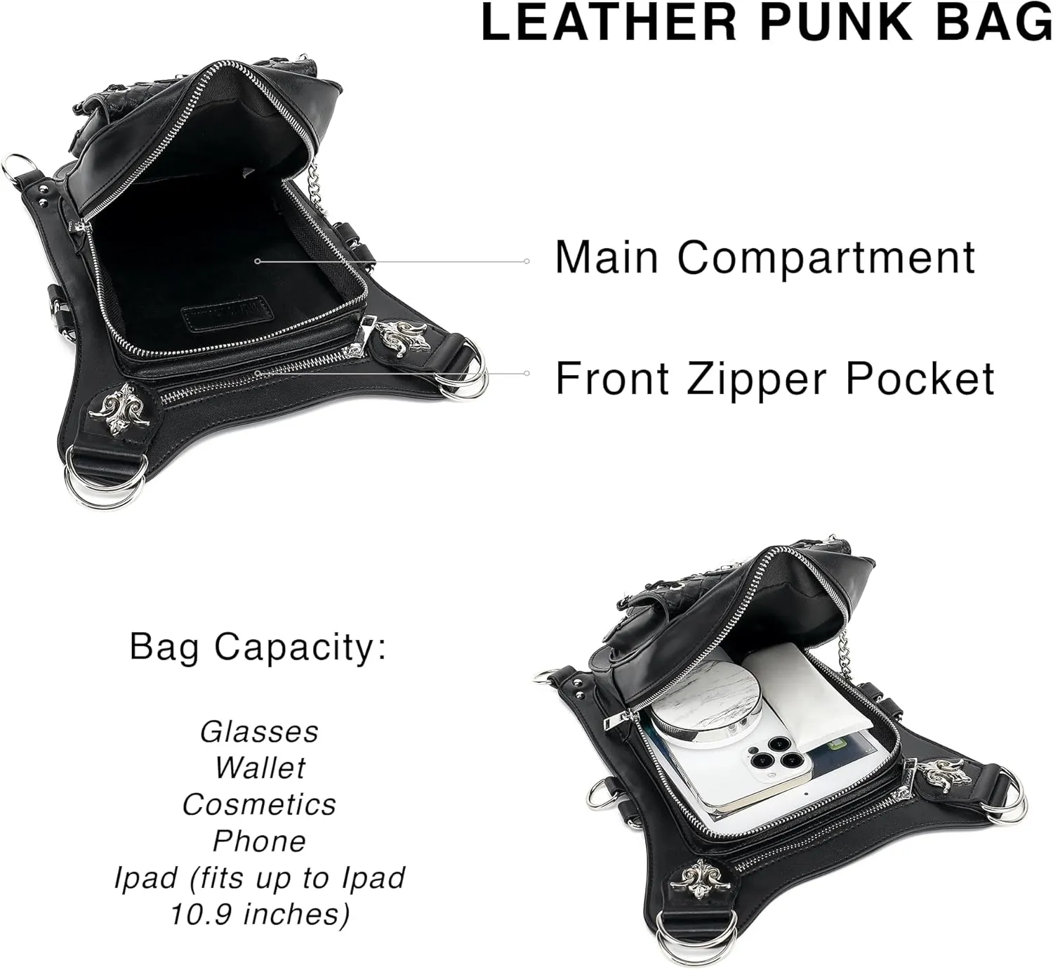 Scarleton Studded Skull Bag for Women, Vegan Leather Punk Rock Rivet Bag, Shoulder Bag H1417