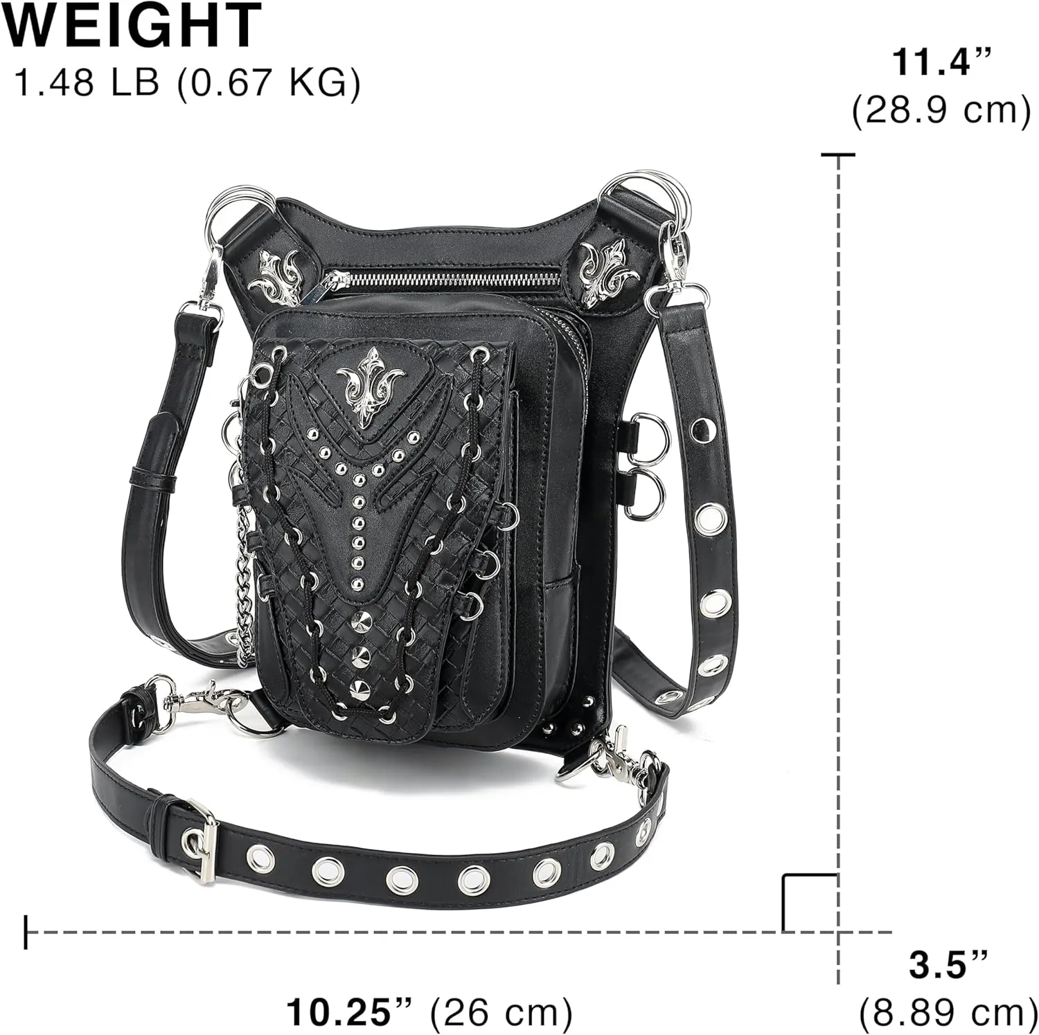Scarleton Studded Skull Bag for Women, Vegan Leather Punk Rock Rivet Bag, Shoulder Bag H1417