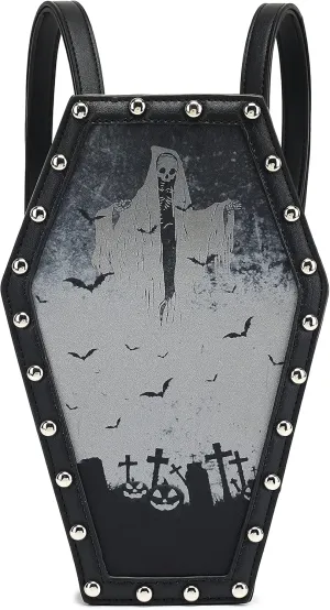 Scarleton Studded Skull Bag for Women, Vegan Leather Punk Rock Rivet Bag, Shoulder Bag H1417