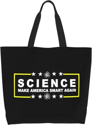 Science Make America Smart Again Canvas Tote Bags for Women, Ladies Shoulder Handbags Large Purse Lightweight Foldable Reusable Shopping Bag with Pockets for Work, Travel, 15.7x19.7in