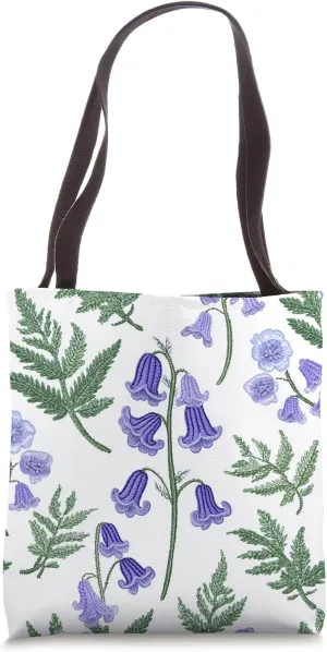 Seamless Pattern of Bluebells and Ferns Tote Bag
