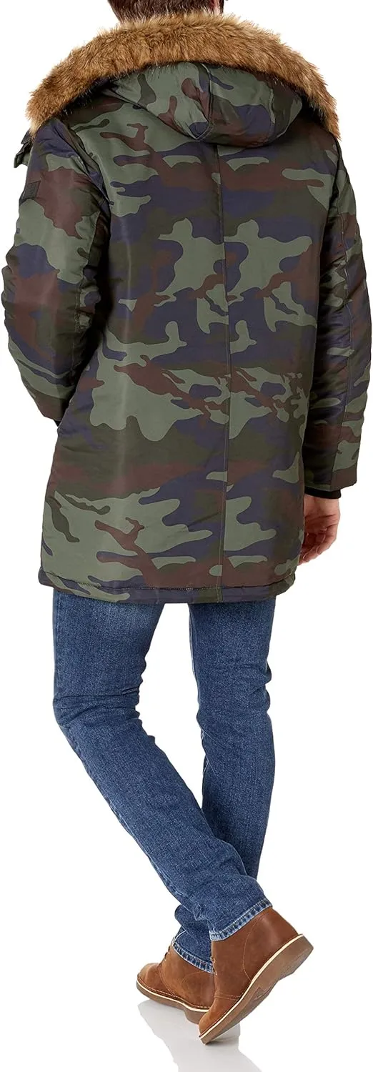 Sean John Men's Oversized Sherpa Lined Parka with Removable Faux-Fur Trim Hood