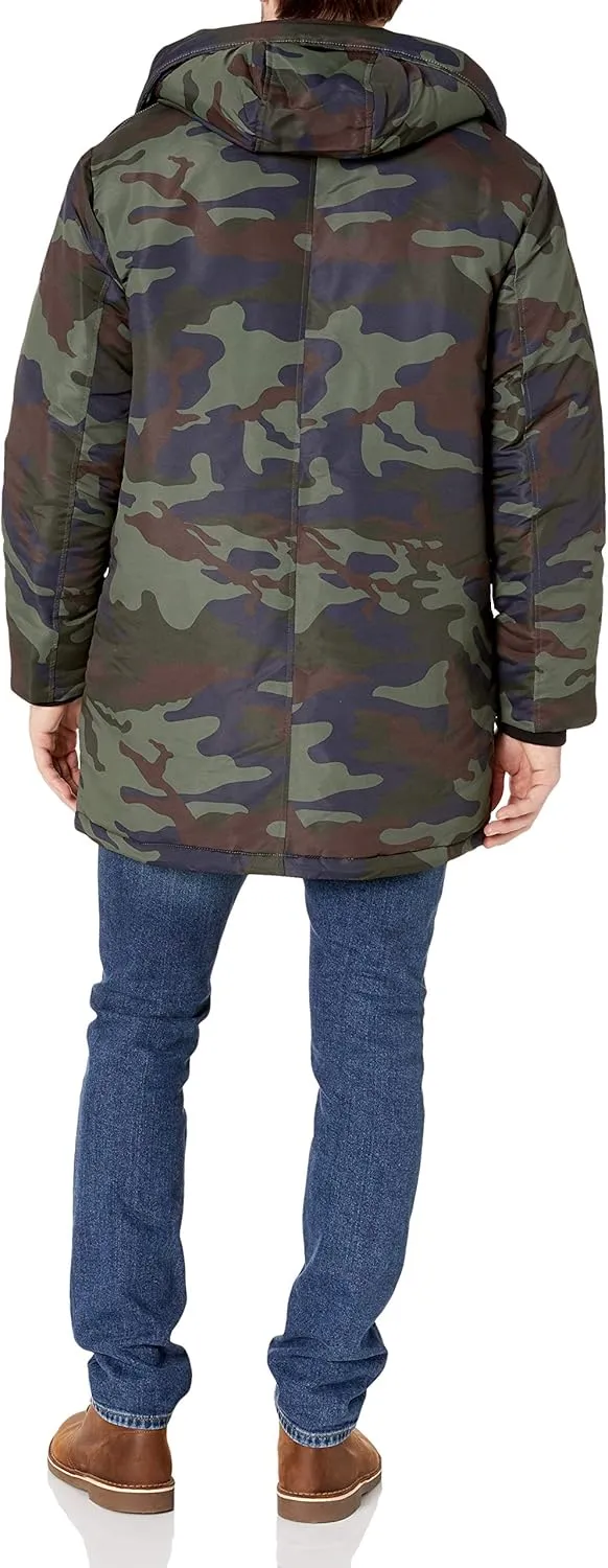 Sean John Men's Oversized Sherpa Lined Parka with Removable Faux-Fur Trim Hood