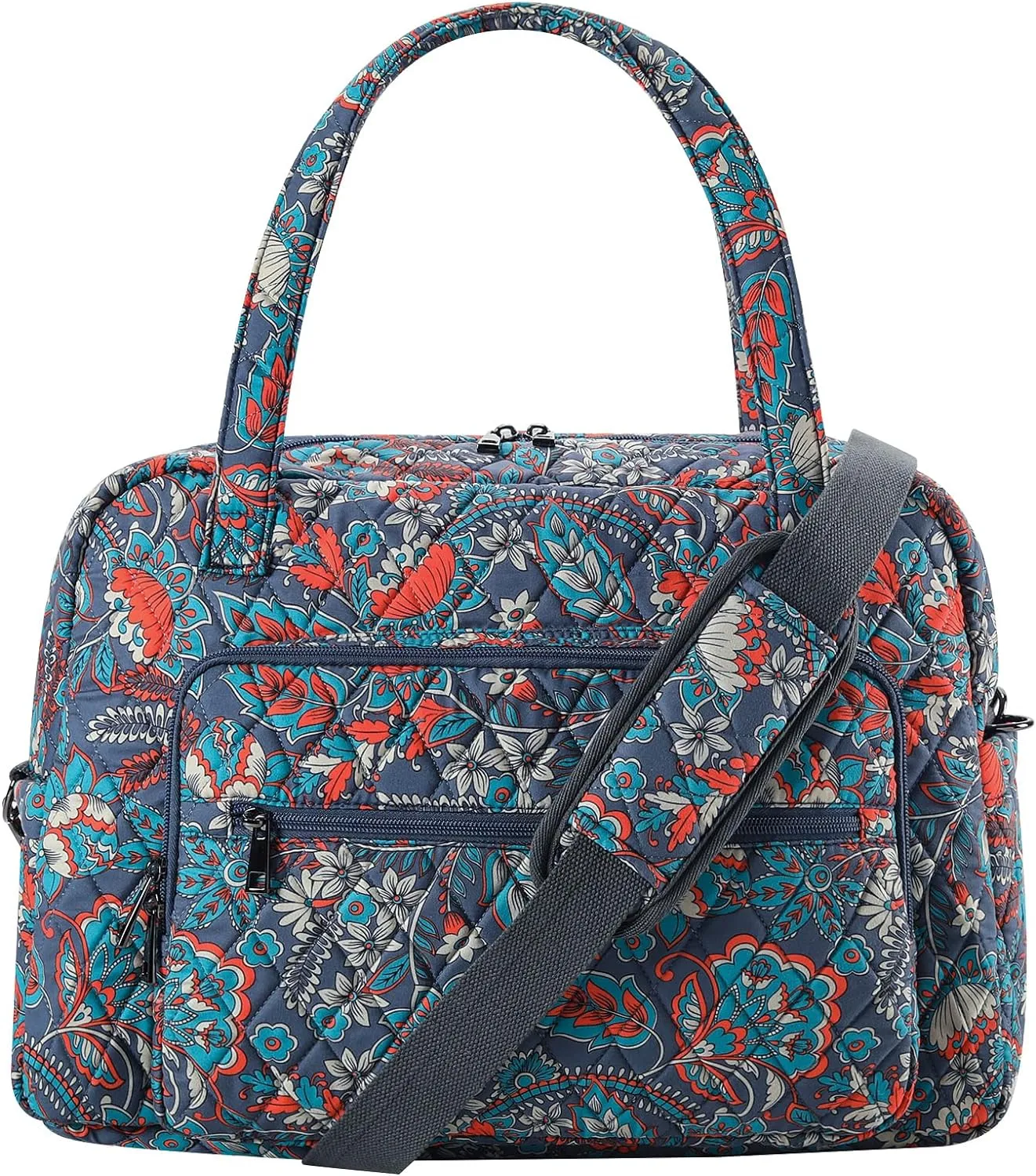 Searock Women's Weekender Bag 18in Cotton Carry On Overnight Travel Duffle Bag Lightweight with Plenty of Pockets-Grey/Orange
