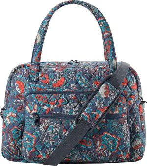 Searock Women's Weekender Bag 18in Cotton Carry On Overnight Travel Duffle Bag Lightweight with Plenty of Pockets-Grey/Orange