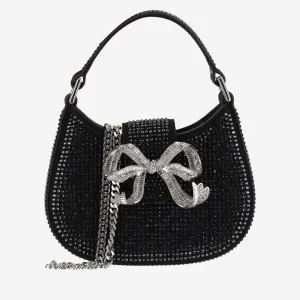 Self Portrait Micro Hobo Bag With Rhinestones