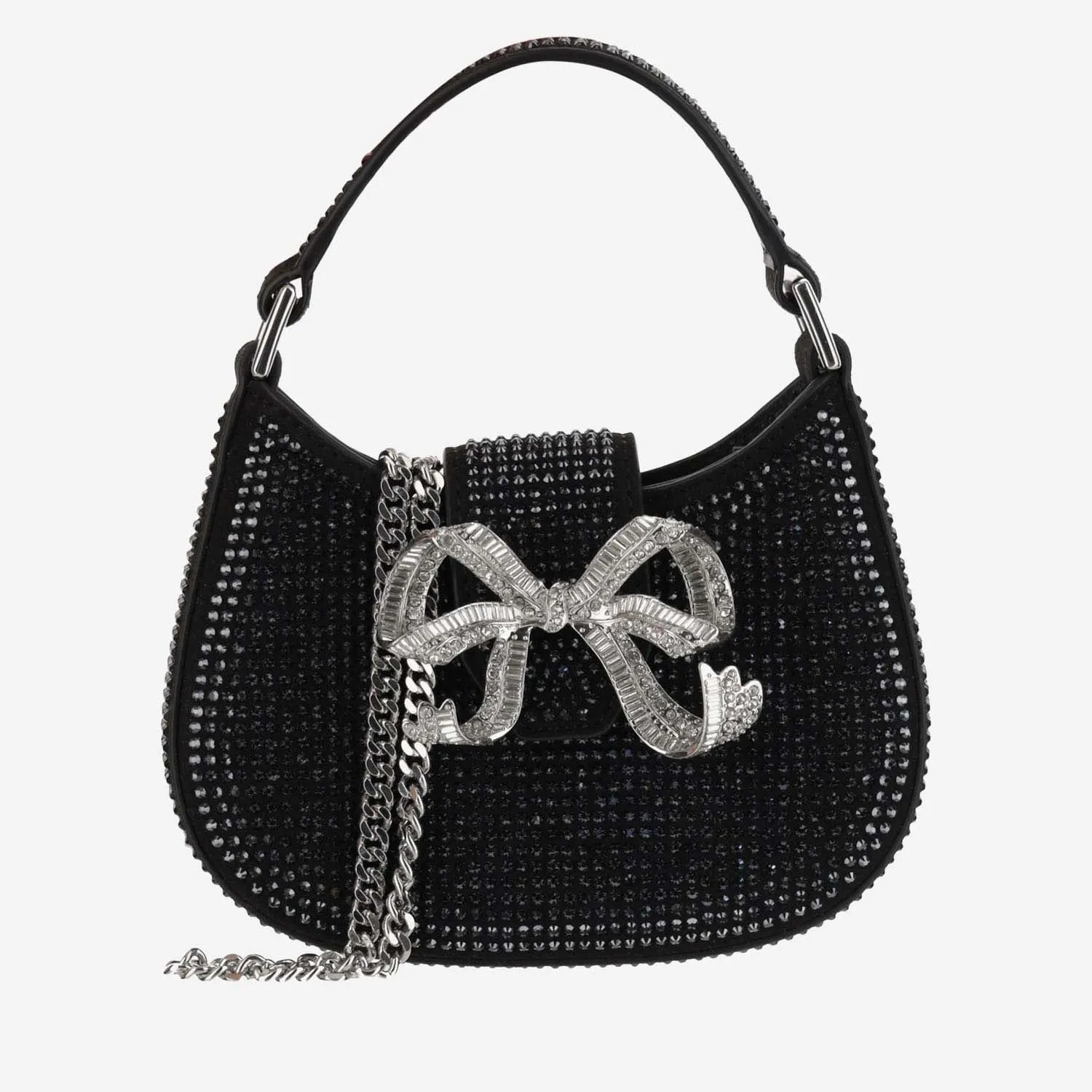 Self Portrait Micro Hobo Bag With Rhinestones