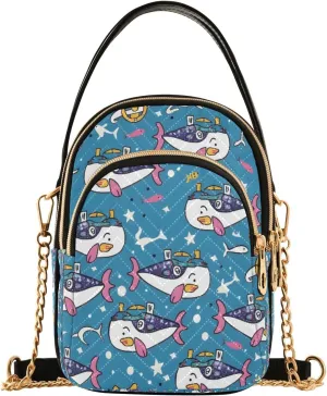 senya Cute Sailor Fish Crossbody Handbags for Women Casual Leather Shoulder Phone Purse