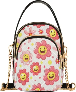 senya Sunflower Smile Crossbody Handbags for Women Casual Leather Shoulder Phone Purse
