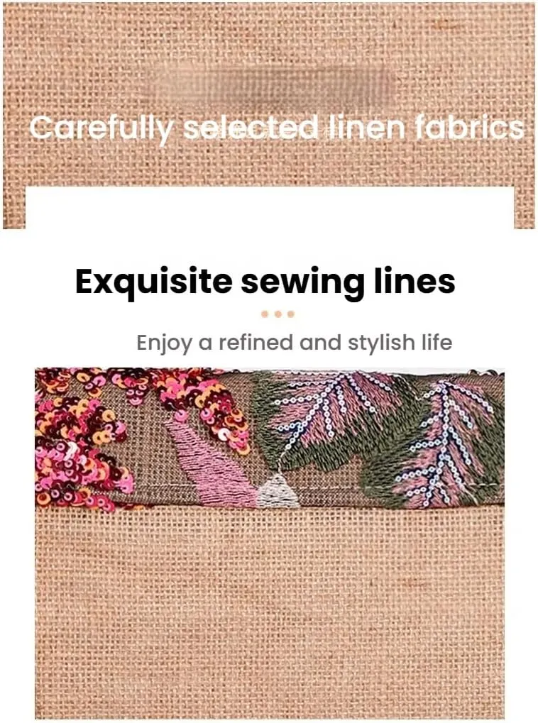 Sequin Embroidery Shoulder Bag for Women,Bohemian Straw Tote Bag,Handbag Large Capacity for Vacation Daily Travel