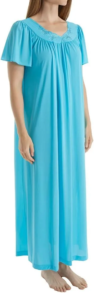 Shadowline Plus Size Women's Petals 53 Inch Short Flutter Sleeve Long Gown