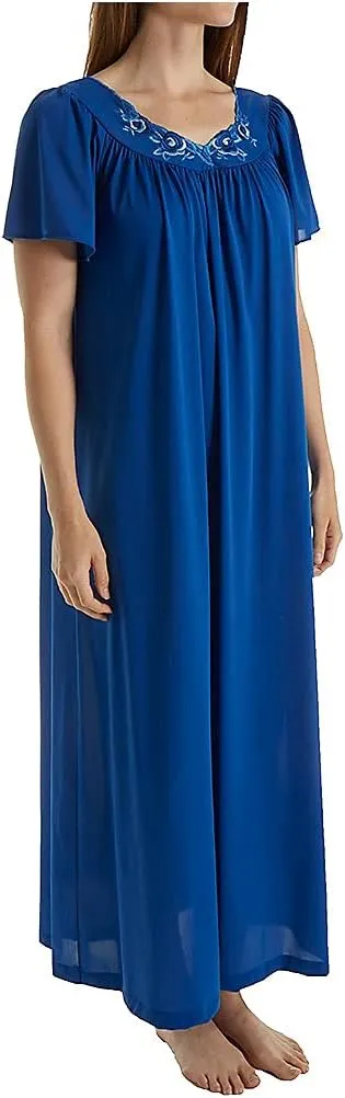 Shadowline Plus Size Women's Petals 53 Inch Short Flutter Sleeve Long Gown