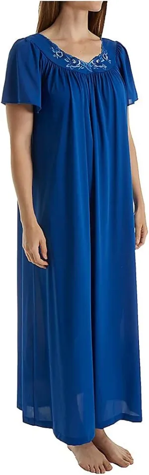Shadowline Plus Size Women's Petals 53 Inch Short Flutter Sleeve Long Gown