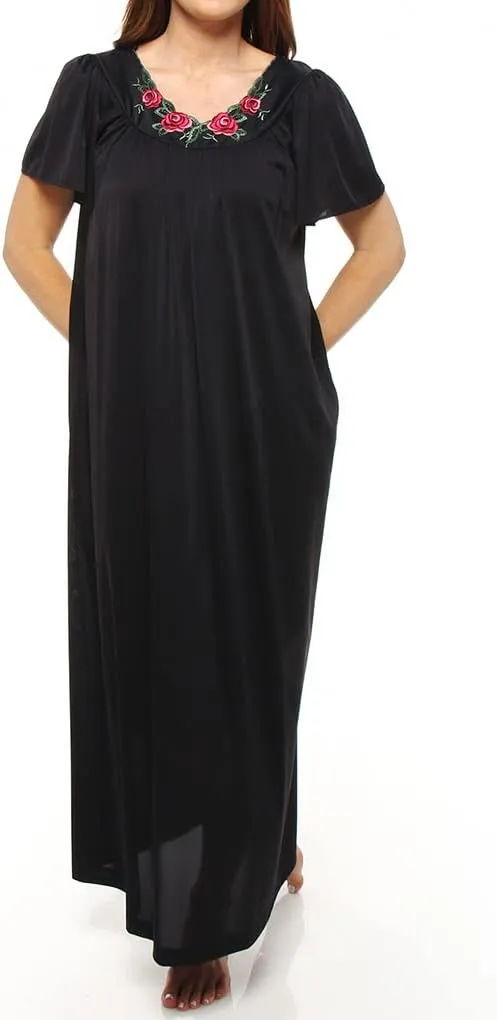 Shadowline Plus Size Women's Petals 53 Inch Short Flutter Sleeve Long Gown