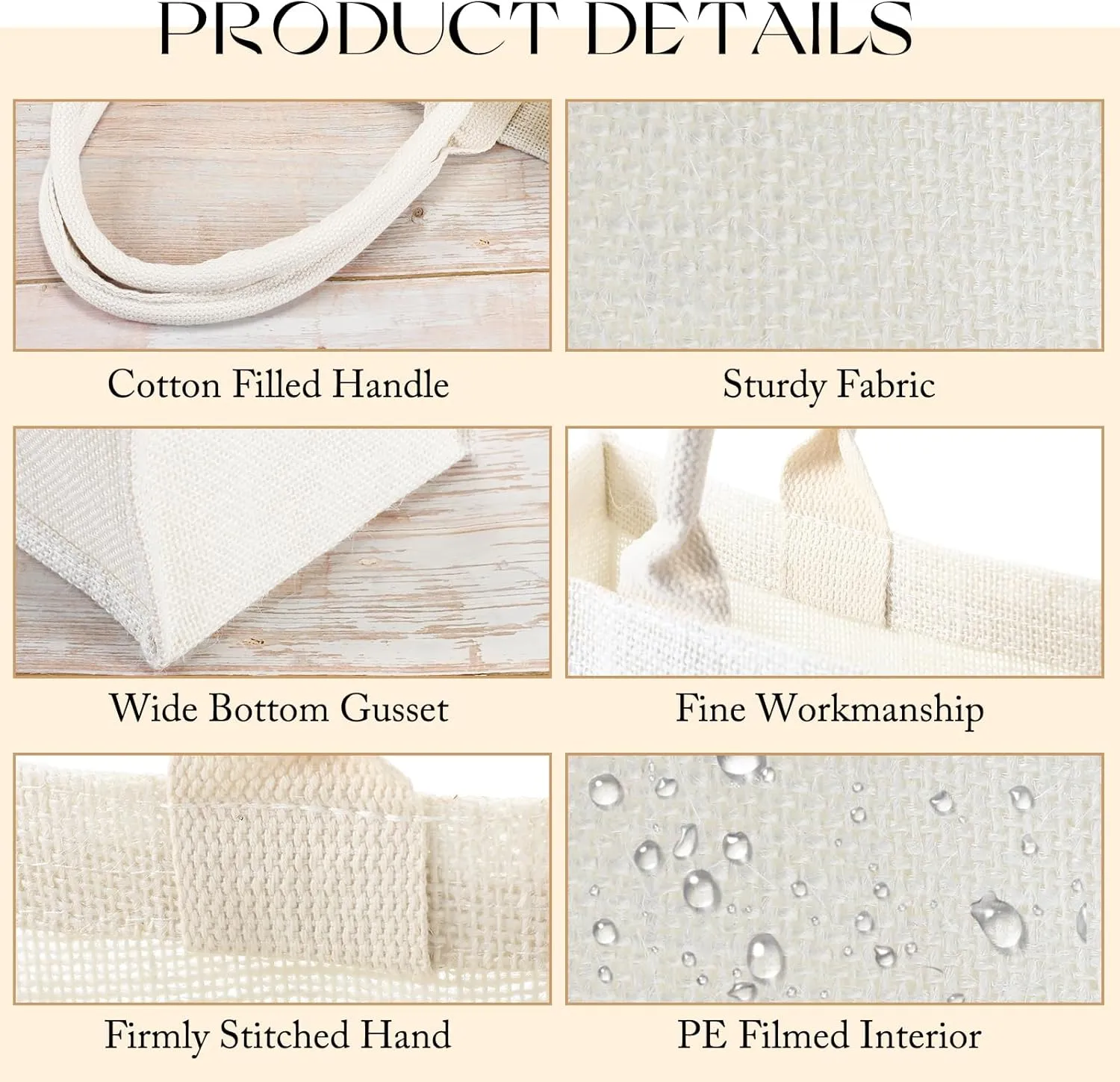 Shappy 10 Pack Burlap Tote Bag Set, Reusable Blank Jute Burlap Grocery Bag with Handle for Bridesmaid Gift Shopping DIY
