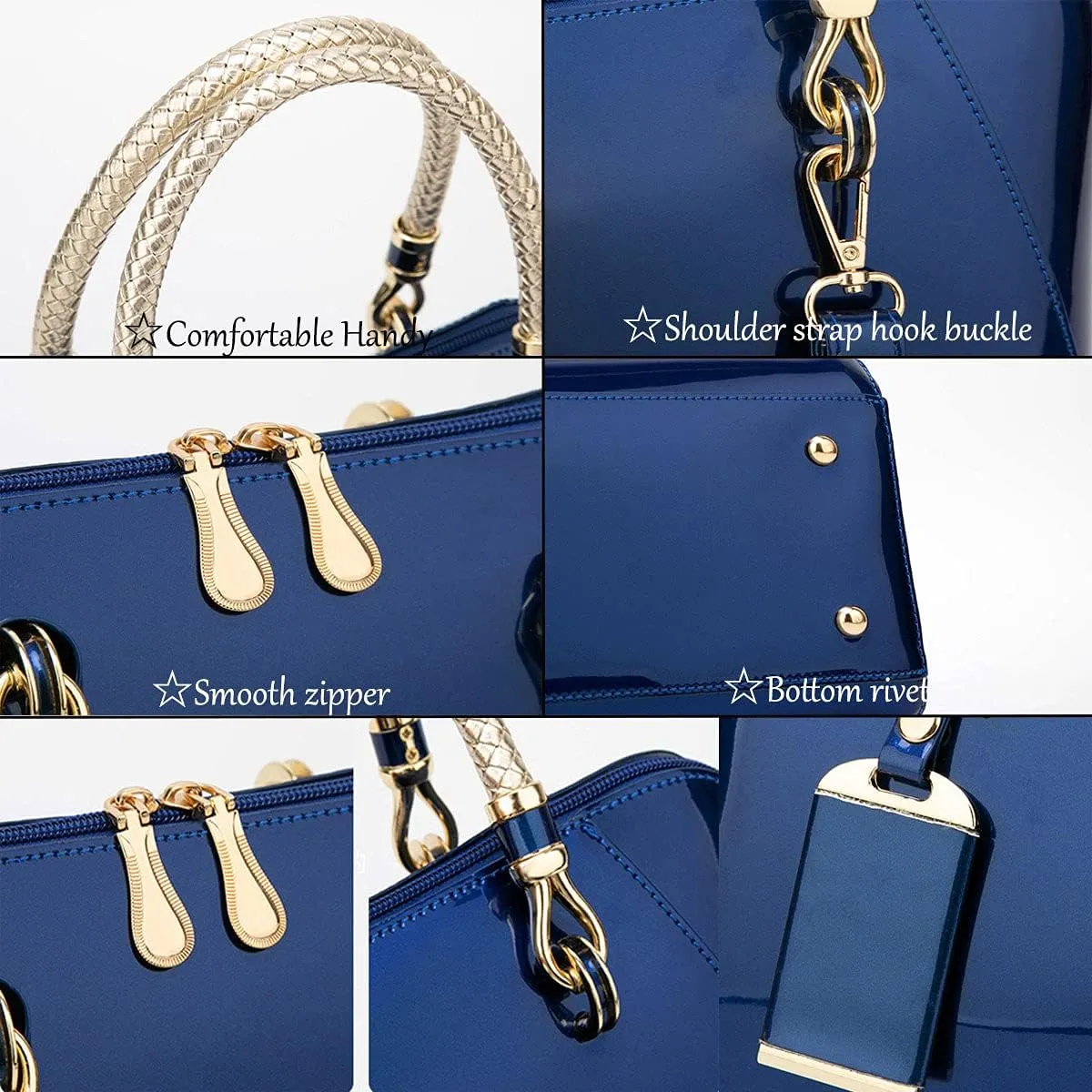 Shiny Patent Women Faux Leather Handbags Crossbody Bag Top Handle Purse Satchel Bag Shoulder Bag