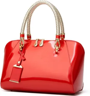 Shiny Patent Women Faux Leather Handbags Crossbody Bag Top Handle Purse Satchel Bag Shoulder Bag