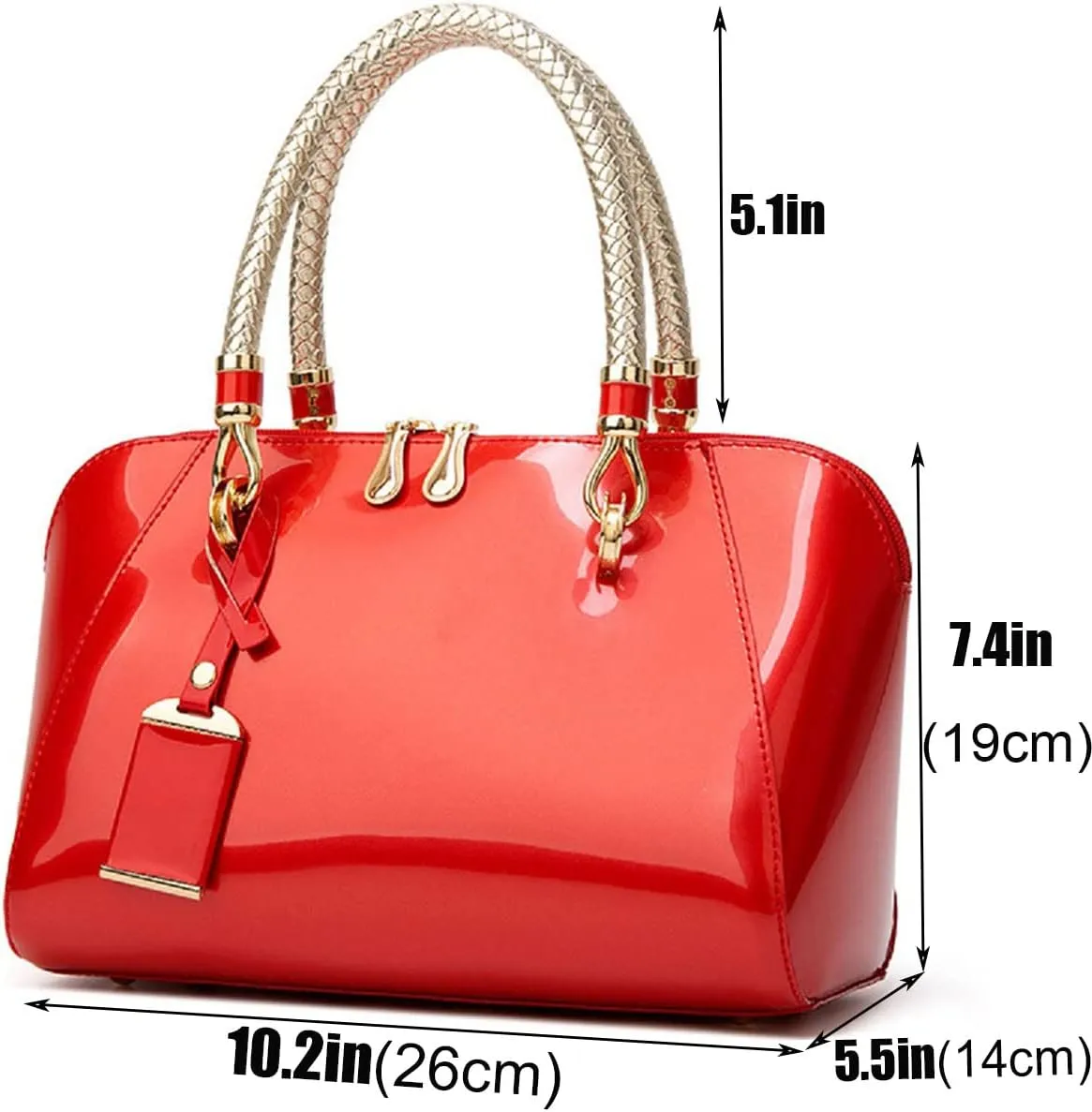 Shiny Patent Women Faux Leather Handbags Crossbody Bag Top Handle Purse Satchel Bag Shoulder Bag