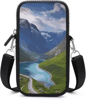 Shoulder Bag for Women Cell Phone Purses Norwegian Fjords Printed Crossbody