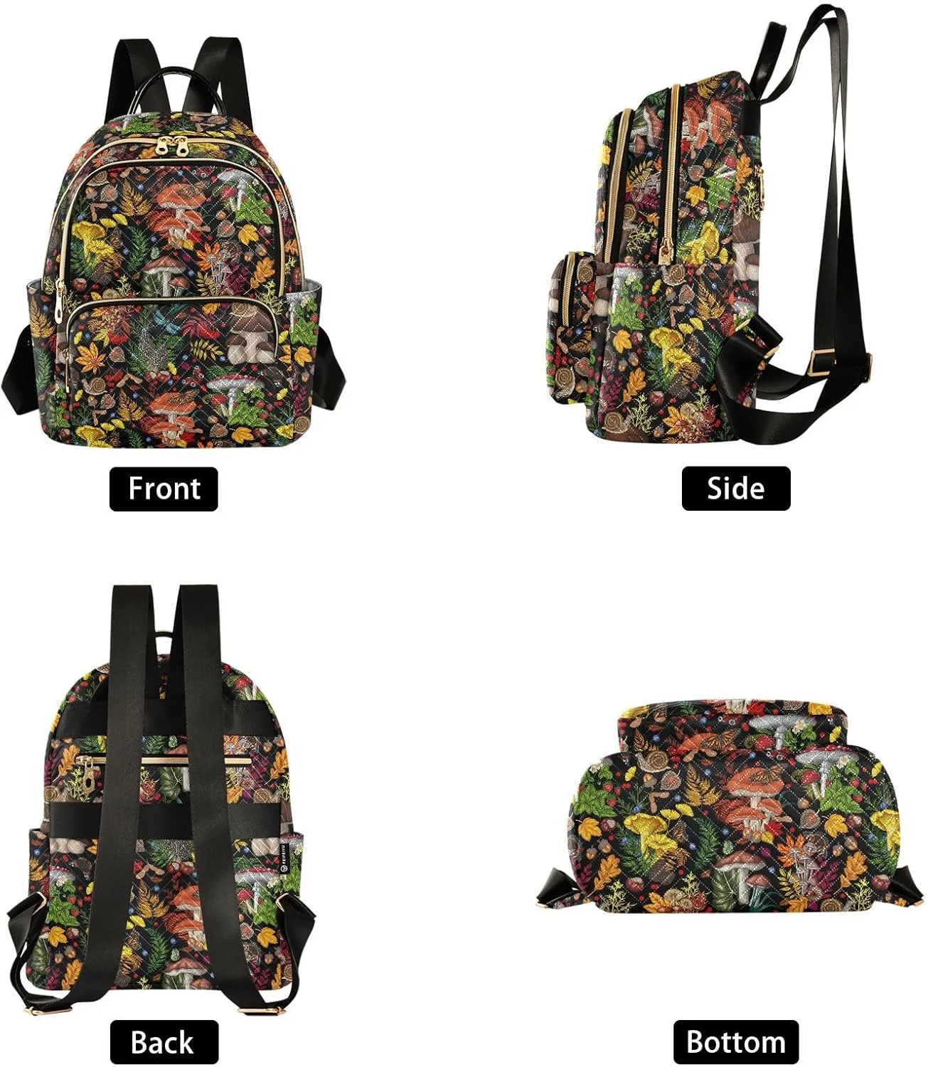 Shoulder Bags Mushroom Snail Butterflies for Women's Lightweight Fashion Handbag Quilted Backpack Casual Ladies Travel Work Bags M