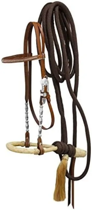 Showman Show Bosal Headstall w/Brown Nylon Mecate Reins
