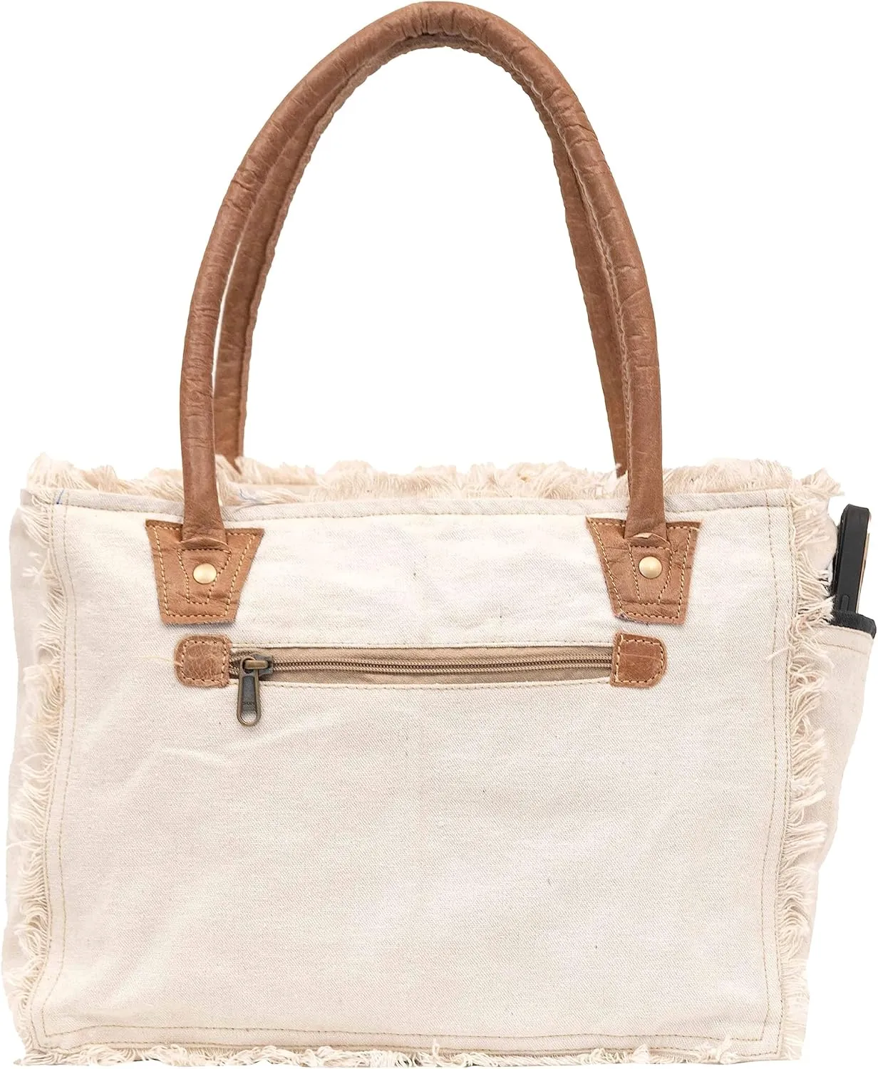 Shy Shy Bags Sel De Mer Canvas & Cowhide Tote Bag - Upcycled Radiant Leather Hand Bag