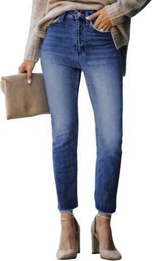 Sidefeel Women's Boyfriend Jeans Stretchy Ripped Distressed Zimbaplatinum Denim Pants Size 4-18