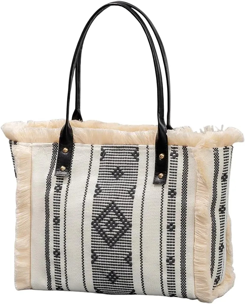 Sister Amy® Large Canvas Tote Bag with Zipper – Women’s Beach Travel Bag for Swimming, Gym, Cruise & Outdoor Essentials