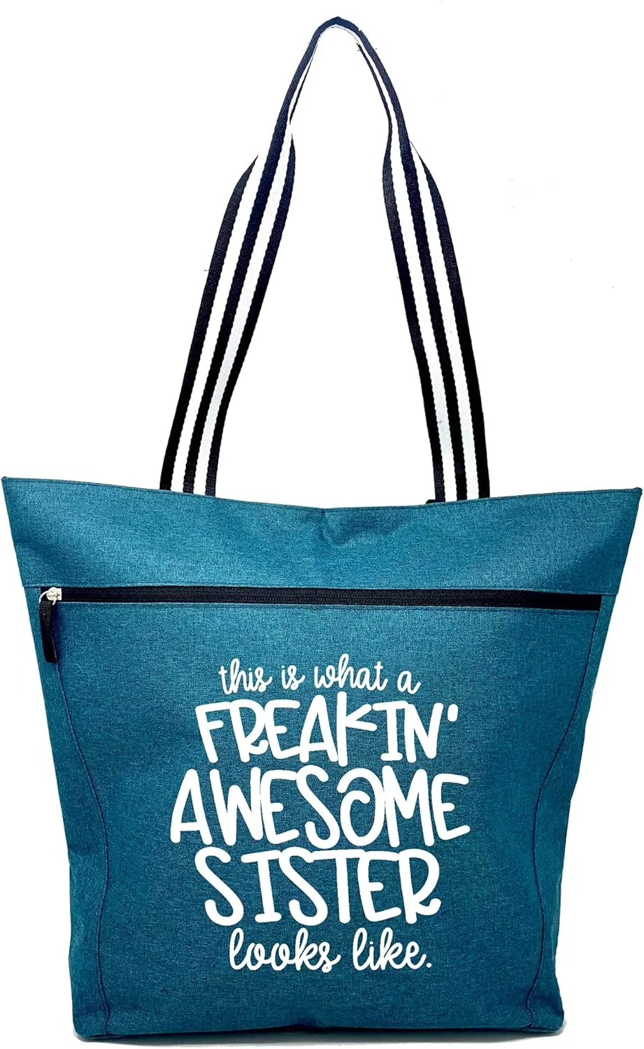 Sister Gifts - Gift for Sisters from Sister and Brother-Zippered Canvas Tote Bag with Pockets- Gift for Birthdays, Christmas