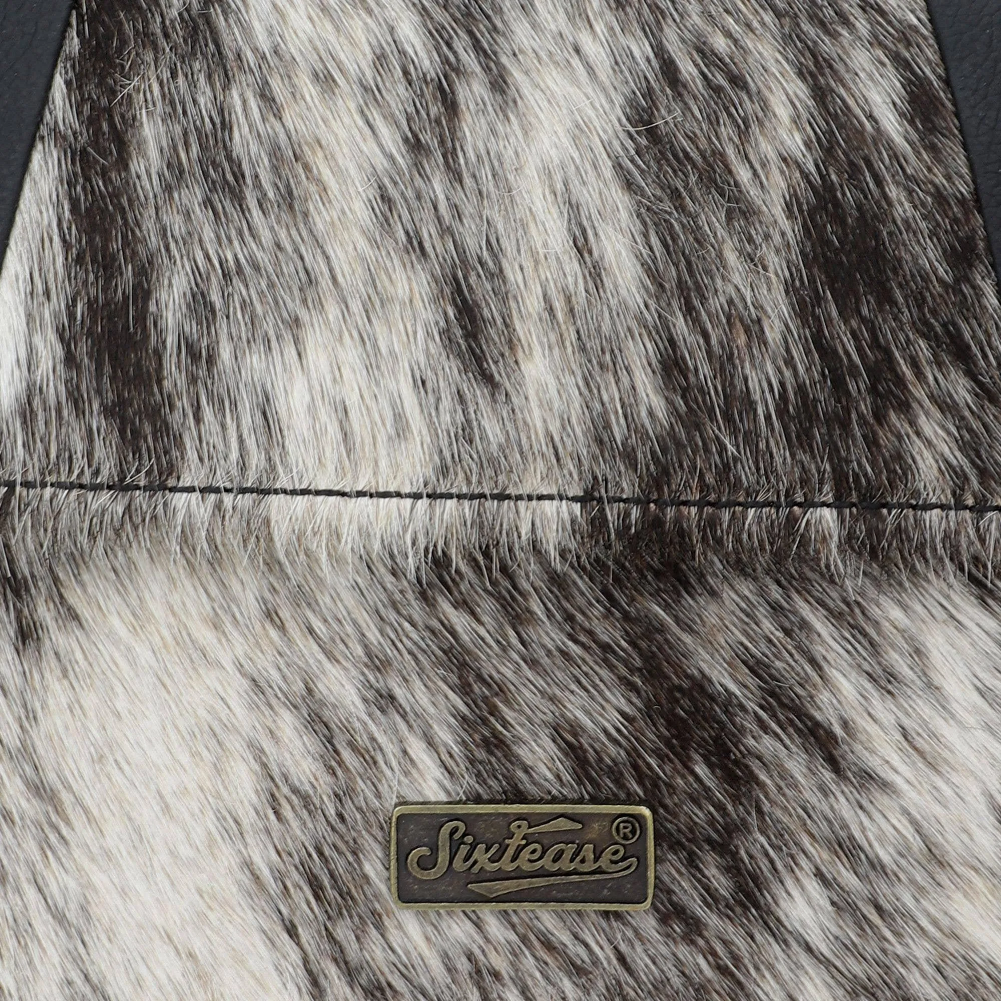 Sixtease Bags - Leather and Cowhide Women's Crossbody Bag - Black White