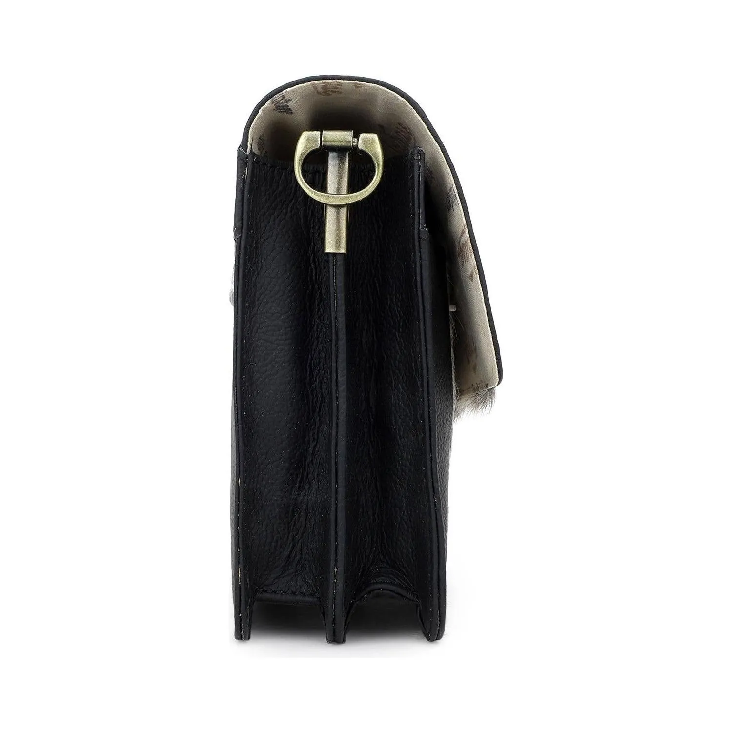 Sixtease Bags - Leather and Cowhide Women's Crossbody Bag - Black White