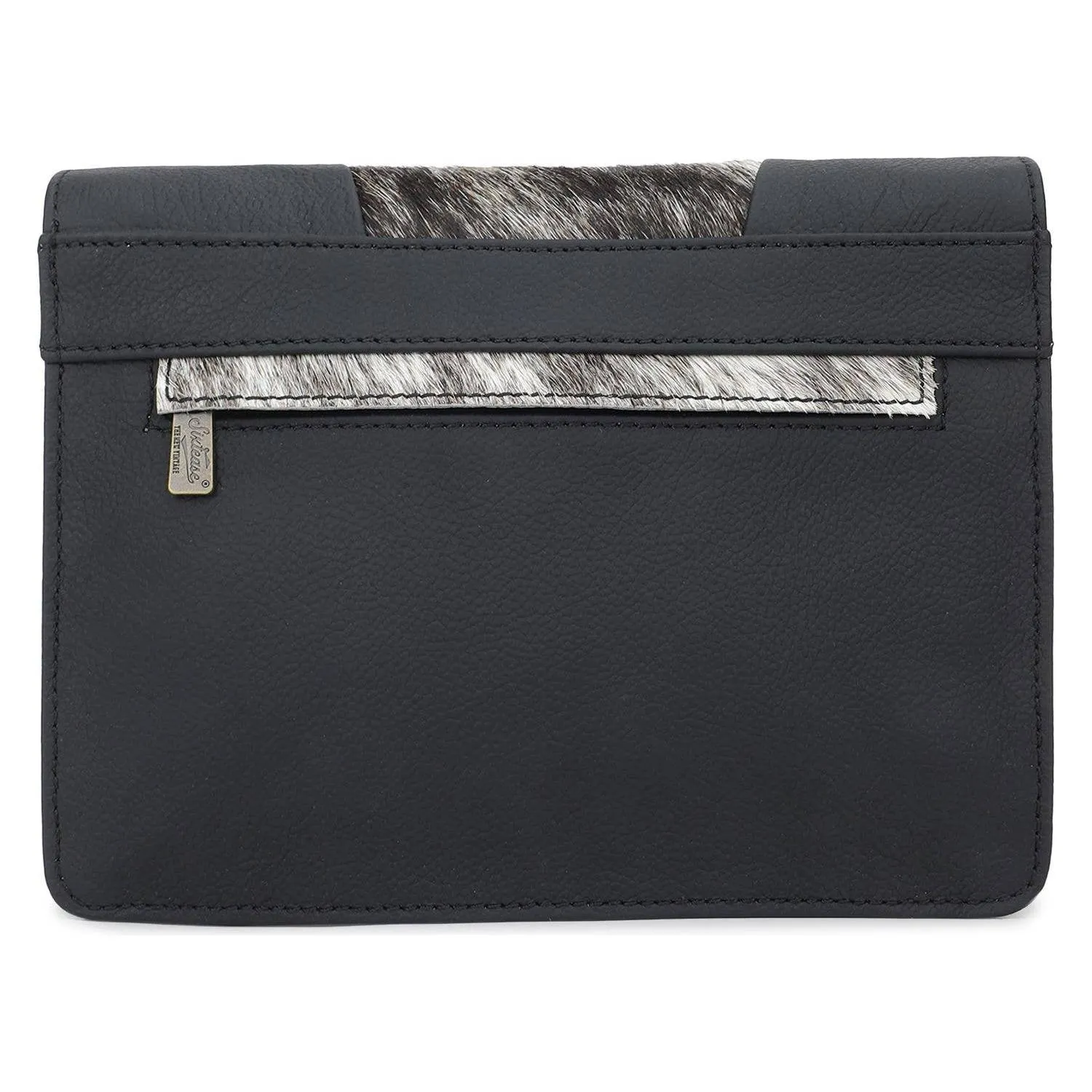 Sixtease Bags - Leather and Cowhide Women's Crossbody Bag - Black White