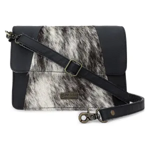 Sixtease Bags - Leather and Cowhide Women's Crossbody Bag - Black White