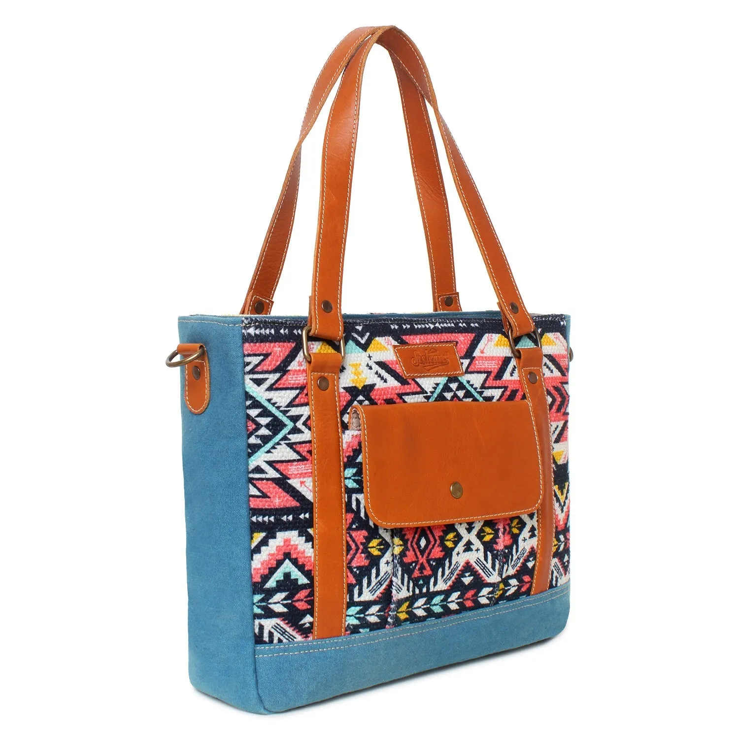 Sixtease Up-cycled Canvas Functional Tote Bag: Sustainable Style, Urban Versatility, Perfect for Effortless Everyday Adventures! - (SB-4026)