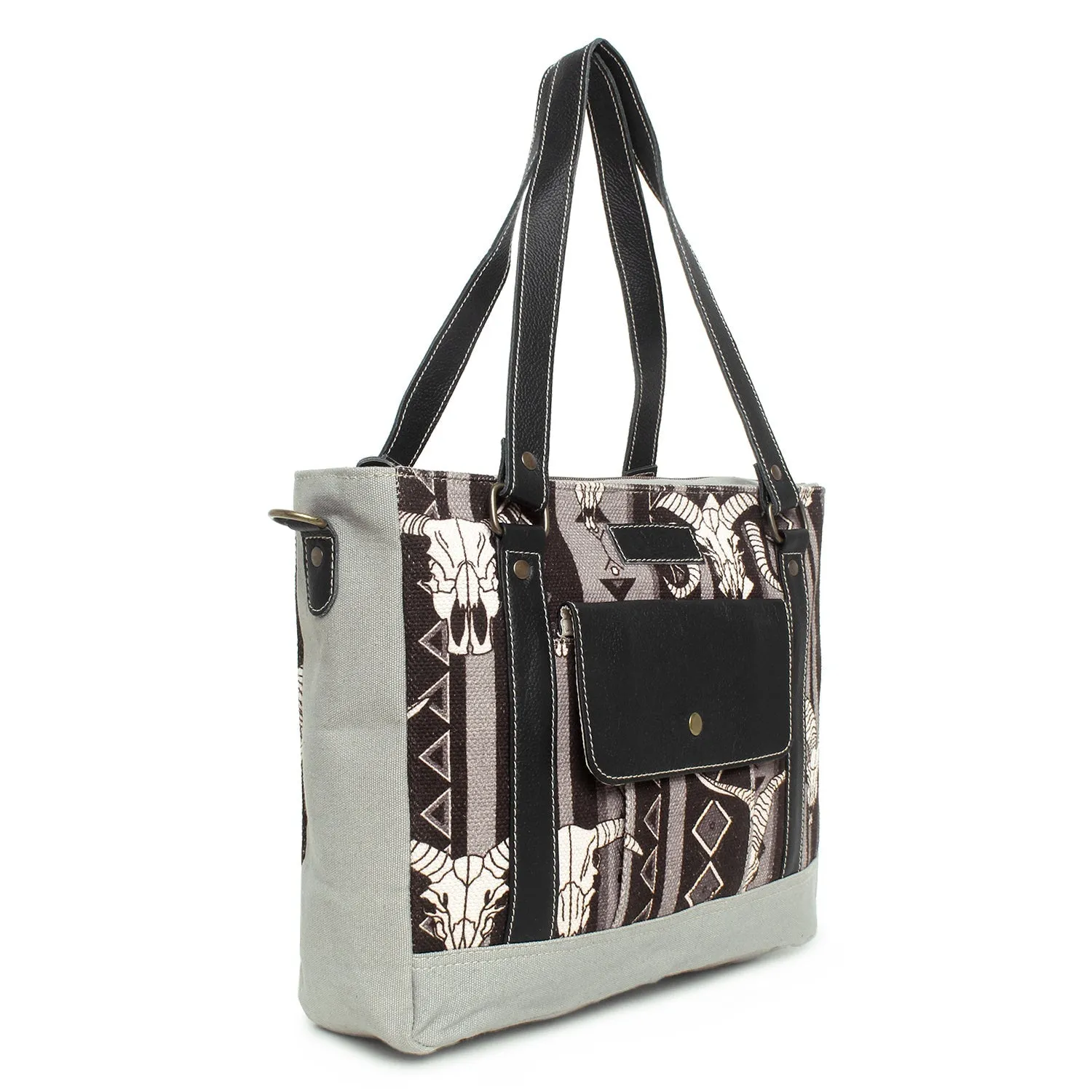 Sixtease Up-cycled Canvas Functional Tote Bag: Sustainable Style, Urban Versatility, Perfect for Effortless Everyday Adventures! - (SB-4140)