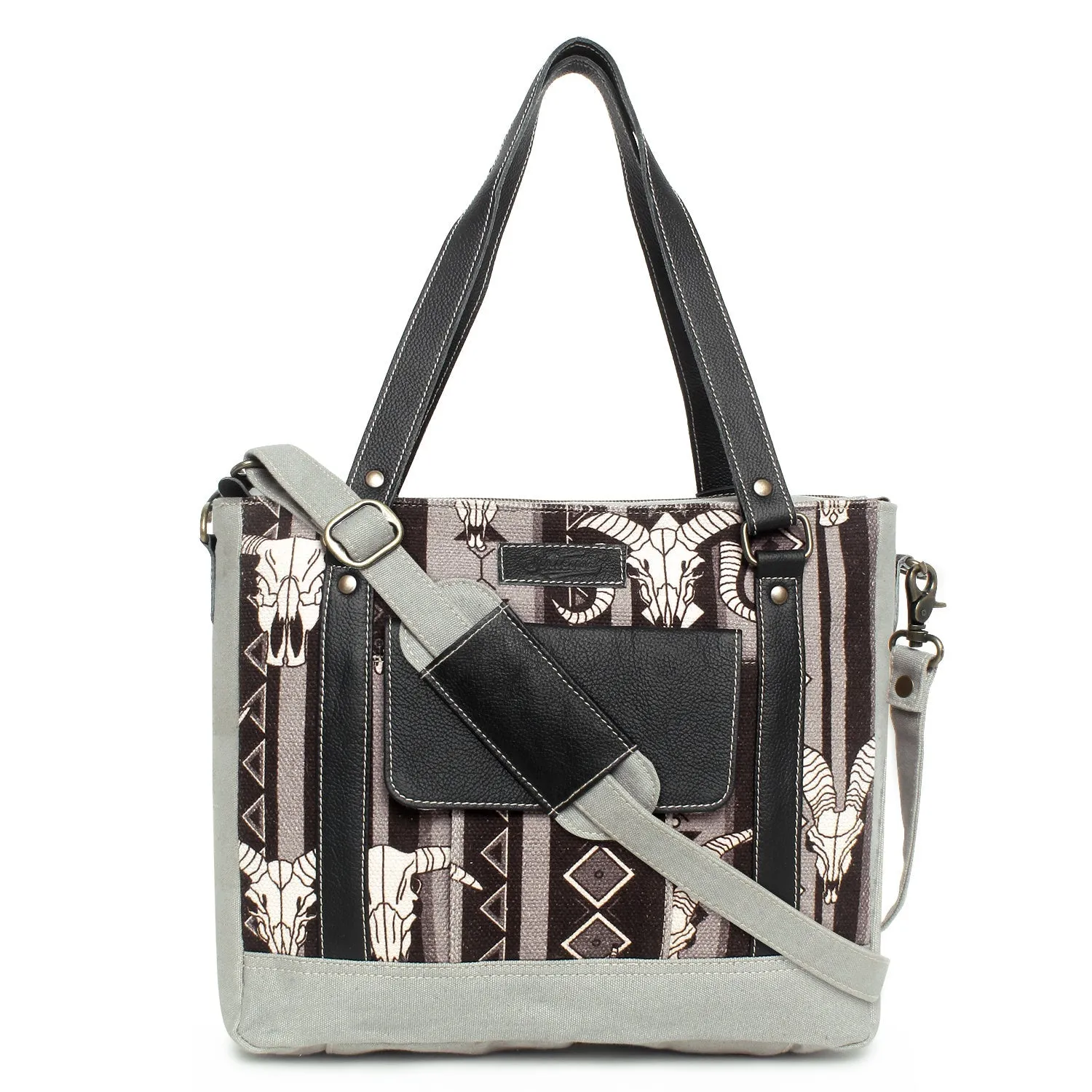 Sixtease Up-cycled Canvas Functional Tote Bag: Sustainable Style, Urban Versatility, Perfect for Effortless Everyday Adventures! - (SB-4140)